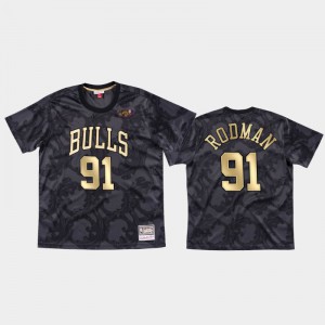 Mens Dennis Rodman #91 Mesh Black Black Toile Chicago Bulls T-Shirt 269088-241