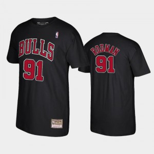 Men Dennis Rodman #91 Reload Black Hardwood Classics Chicago Bulls T-Shirt 740556-230